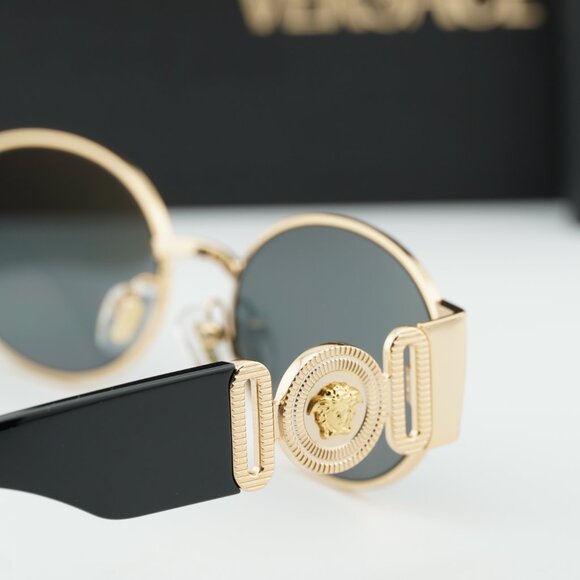 Versace VE2299 1002/87 Oval Sunglasses - Gold/Black/Dark Grey main image 8